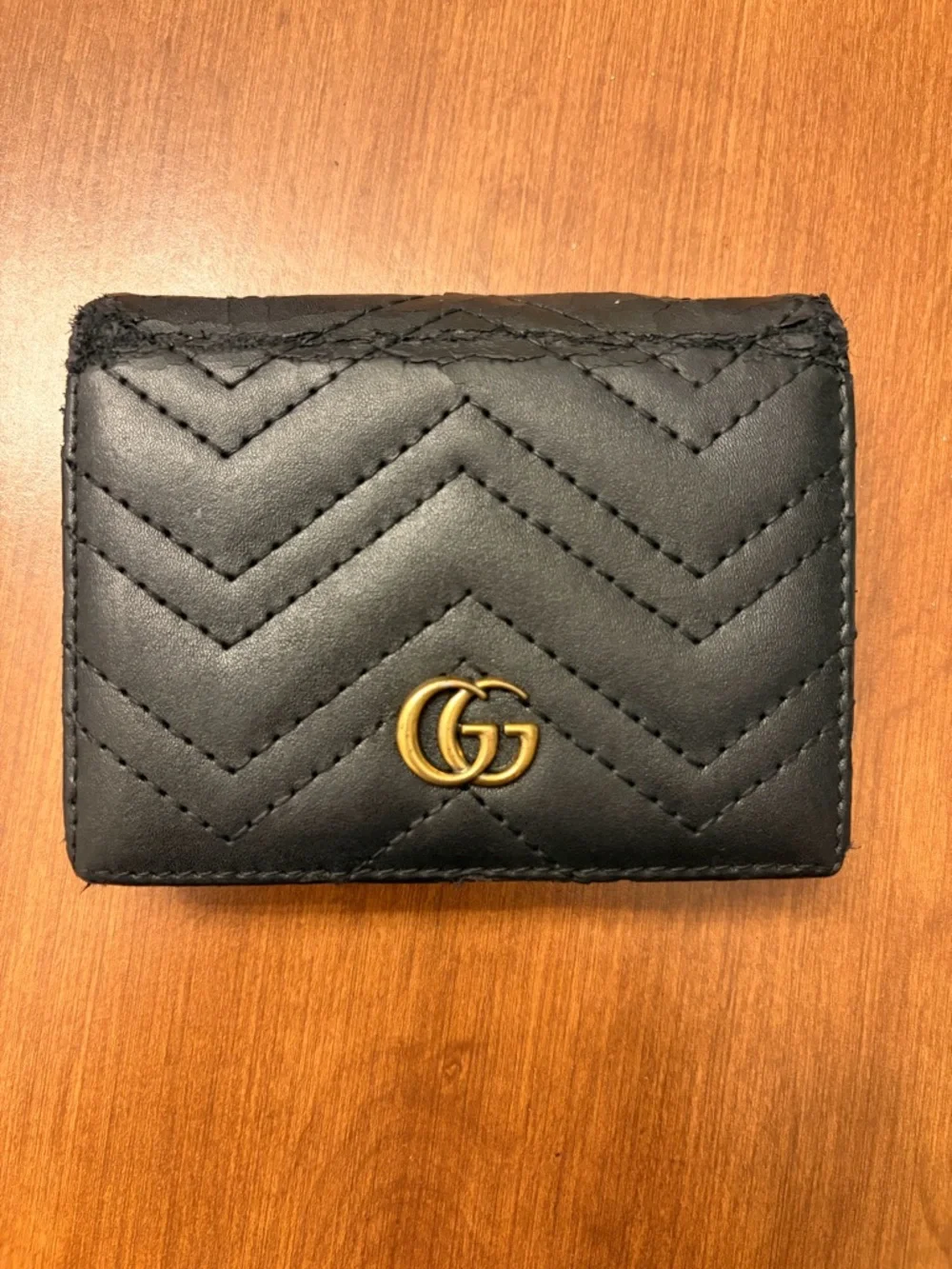 Gucci GG Marmont Card Case Women’s Wallet Black Leather Chevron Quiet Luxury - Picture 1 of 12